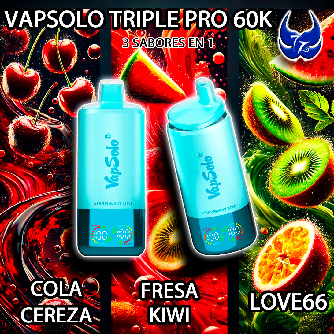 VapSolo Triple Pro 60K – Cola Cereza · Fresa Kiwi · Love66