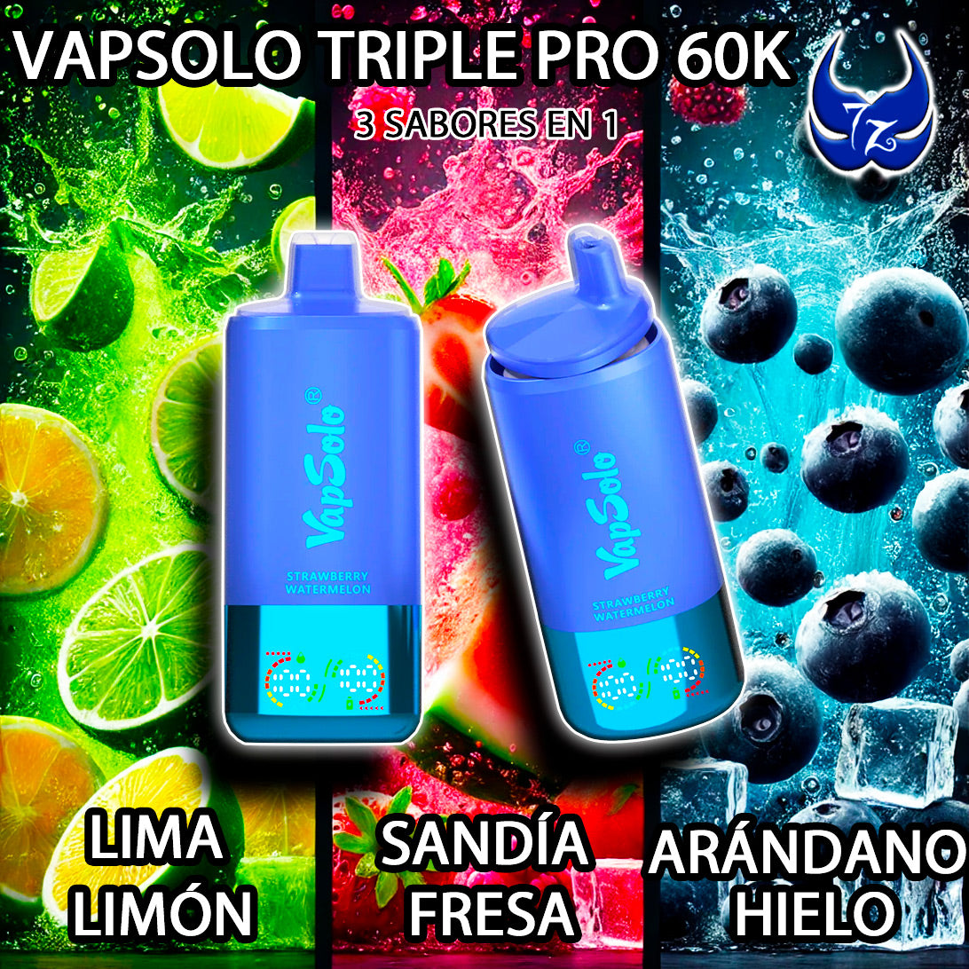 VapSolo Triple Pro 60K – Lima Limón · Sandía Fresa · Arándano Hielo