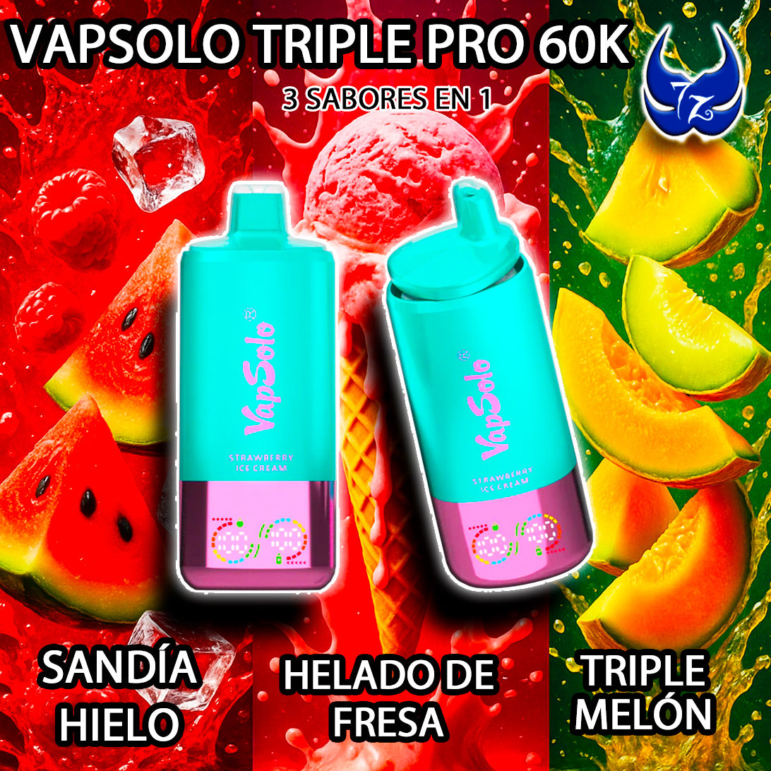 VapSolo Triple Pro 60K – Kiwi Maracuyá · Love66 · Vainilla