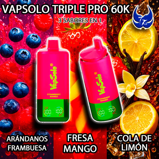 VapSolo Triple Pro 60K – Arándanos Frambuesa · Fresa Mango · Cola de Limón